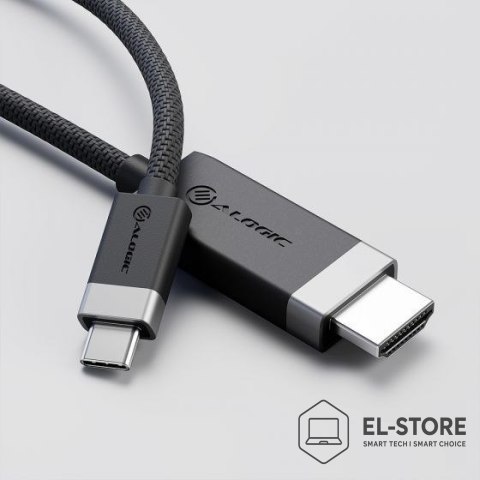 No name ALOGIC FUCHD2-SGR adapter kablowy 2 m HDMI Typu A (Standard) USB Type-C Szary