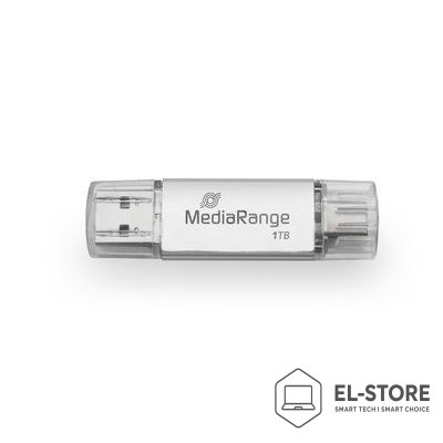 No name MediaRange MR941-1 pamięć USB 1 TB USB Type-A / USB Type-C 3.2 Gen 1 (3.1 Gen 1) Srebrny