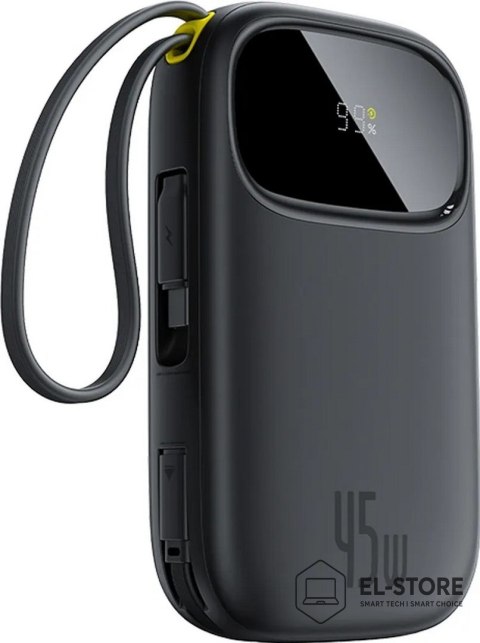 Baseus Powerbank Baseus EnerFill FC31 QPow3 20000mAh 22.5W z wyświetlaczem cyfrowym i 2 wbudowanymi kablami (USB-C + Lightning) - czarn