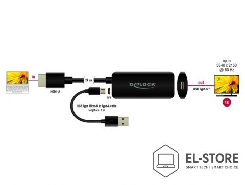 DELOCK DeLOCK Adapter HDMI-A męski > USB Type-C żeński czarny