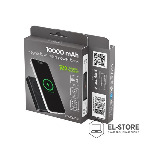 GEMBIRD GEMBIRD BEZPRZEWODOWY POWERBANK MAGNETYCZNY 15W 10000 MAH, CZARNY