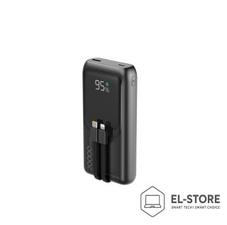 GEMBIRD GEMBIRD POWERBANK O POJEMNOŚCI 20000MAH, SZYBKIE ŁADOWANIE 20W, WYŚWIETLACZ LCD, ZINTEGROWANE KABLE KOLOR CZARNY