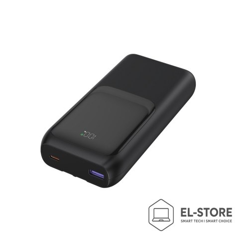 GEMBIRD GEMBIRD POWERBANK O POJEMNOŚCI 20000MAH, SZYBKIE ŁADOWANIE 20W, WYŚWIETLACZ LCD, ZINTEGROWANE KABLE KOLOR CZARNY