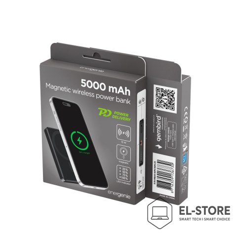 GEMBIRD GEMBIRD POWERBANK Z ŁADOWANIEM BEPRZEWODOWYM 15W 5000MAH, CZARNY