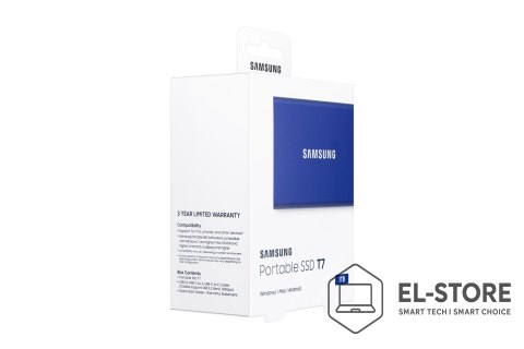 Samsung Dysk zewnętrzny SSD Samsung T7 (1TB; USB 3.2; niebieski; MU-PC1T0H/WW)