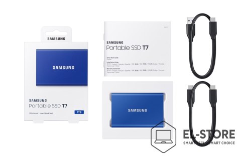 Samsung Dysk zewnętrzny SSD Samsung T7 (1TB; USB 3.2; niebieski; MU-PC1T0H/WW)