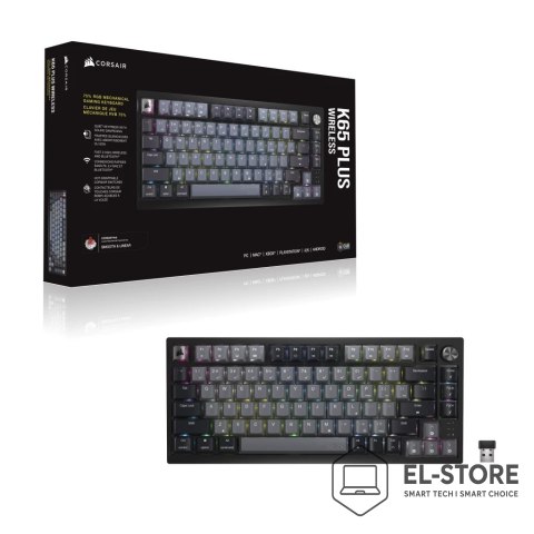 Corsair Klawiatura Corsair K65 PLUS | Mechaniczna klawiatura do gier | Bezprzewodowy | Język nordycki | USB typu A | CORSAIR MLX Czerwon