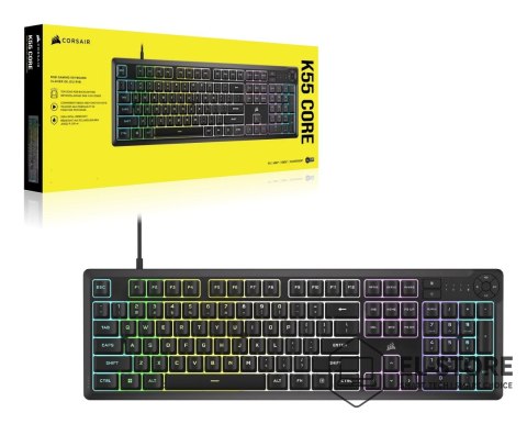 Corsair Klawiatura gamingowa RGB LED CORSAIR K55 CORE Juoda