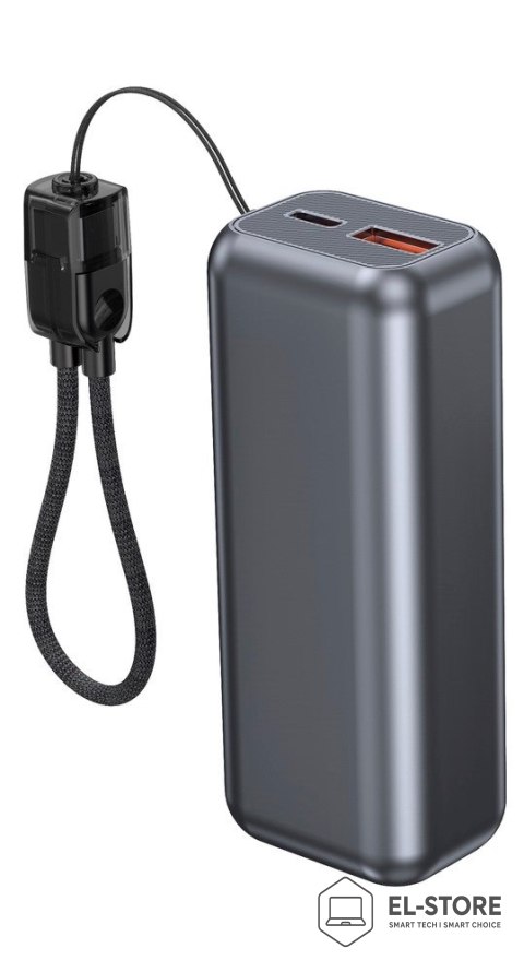 GEMBIRD GEMBIRD POWERBANK O POJEMNOŚCI 10000MAH, WYŚWIETLACZ LCD, SZYBKIE ŁADOWANIE 20W, KOLOR SZARY