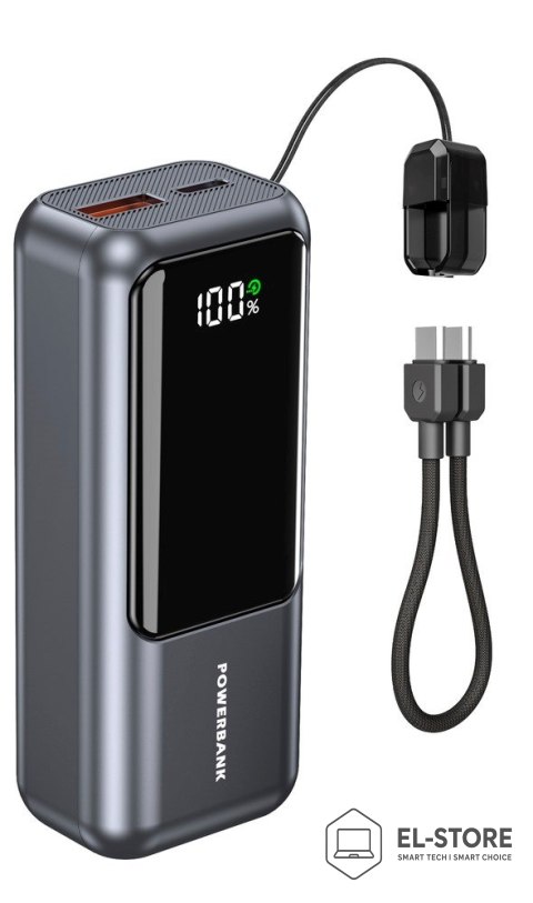 GEMBIRD GEMBIRD POWERBANK O POJEMNOŚCI 10000MAH, WYŚWIETLACZ LCD, SZYBKIE ŁADOWANIE 20W, KOLOR SZARY