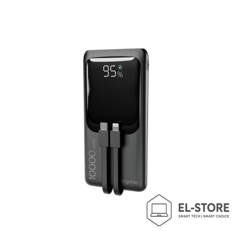 GEMBIRD GEMBIRD POWERBANK O POJEMNOŚCI 10000MAH Z WYŚWIETLACZEM LCD ZINTEGROWANYMI KABLAMI SZYBKIM ŁADOWANIEM QC3.0 20W