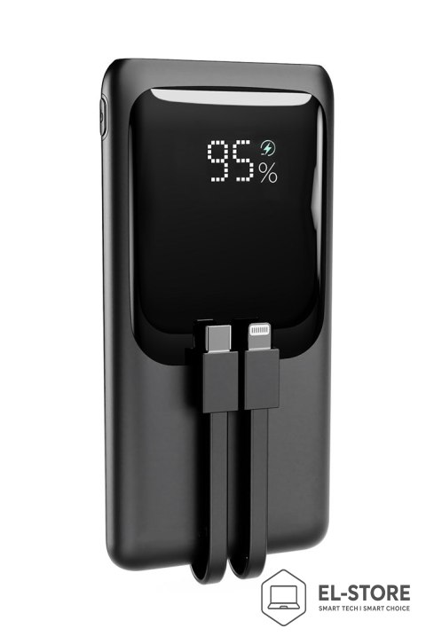 GEMBIRD GEMBIRD POWERBANK O POJEMNOŚCI 10000MAH Z WYŚWIETLACZEM LCD ZINTEGROWANYMI KABLAMI SZYBKIM ŁADOWANIEM QC3.0 20W