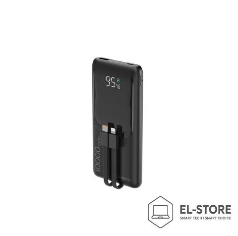 GEMBIRD GEMBIRD POWERBANK O POJEMNOŚCI 10000MAH Z WYŚWIETLACZEM LCD ZINTEGROWANYMI KABLAMI SZYBKIM ŁADOWANIEM QC3.0 20W
