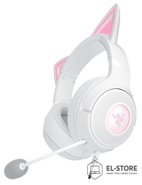 RAZER Zestaw słuchawkowy Razer Kraken Kitty V2 przewodowe nauszne z mikrofonem i redukcją szumów biały