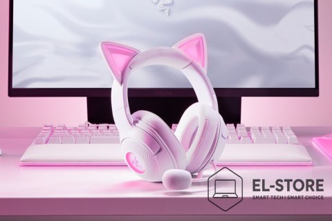 RAZER Zestaw słuchawkowy Razer Kraken Kitty V2 przewodowe nauszne z mikrofonem i redukcją szumów biały