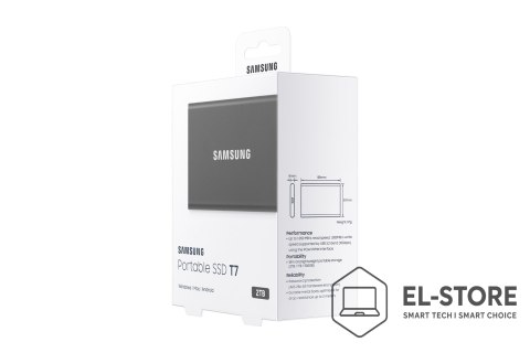Samsung Samsung Portable SSD T7 2 TB USB Type-C 3.2 Gen 2 (3.1 Gen 2) Szary