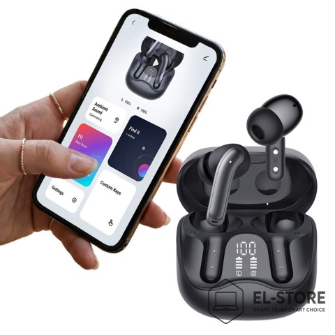 AUDIOCORE Słuchawki bezprzewodowe Audiocore, hybrydowe ANC, ENC, 6 mikrofonów, etui ładujące, Tuya, AC591 PRO