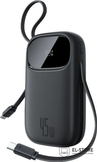 Baseus BASEUS ENERFILL F31 QPOW3 20000MAH 22.5W Powerbank z wyświetlaczem cyfrowym/ 2 wbudowanymi kablami ( USB-C + LIGHTNING) - Czarny