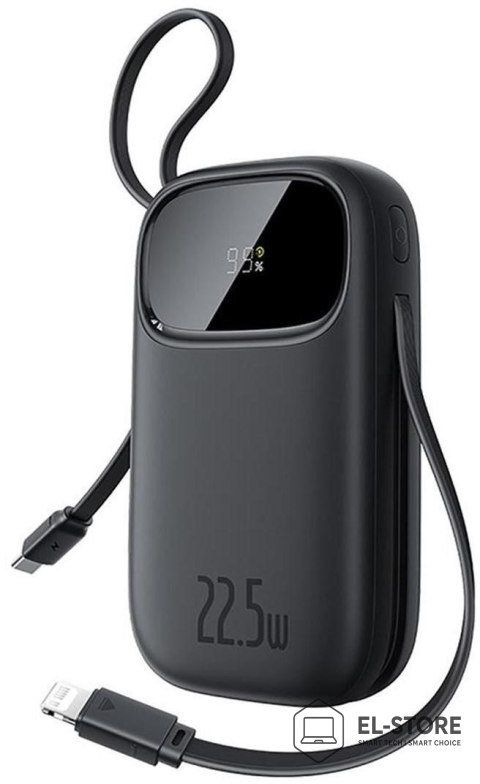 Baseus BASEUS ENERFILL F31 QPOW3 20000MAH 22.5W Powerbank z wyświetlaczem cyfrowym/ 2 wbudowanymi kablami ( USB-C + LIGHTNING) - Czarny