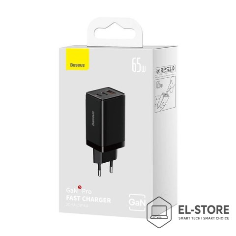 Baseus Ładowarka sieciowa Baseus GaN 5 Pro Fast Charger CCGP120201 65W 1x USB-A 2x USB-C PD 3.0 QC 4.0 + kabel USB-C