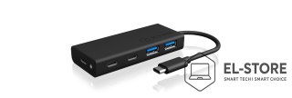 RAIDSONIC ICY BOX IB-HUB1426-CPD USB 3.2 Gen 1 (3.1 Gen 1) Type-C 5000 Mbit/s Czarny