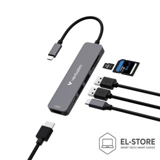 Verbatim Verbatim 32156 huby i koncentratory USB 3.2 Gen 1 (3.1 Gen 1) Type-C 5000 Mbit/s Szary