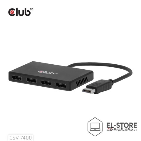Club 3D Hub USB Club Hub 3D MST (Multi Stream Transport) DisplayPort 1.4 na 4x DisplayPort, Cztery monitory, 4x 4K30Hz, 8K30Hz
