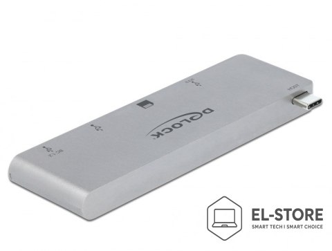 DELOCK DELOCK 3 Port Hub und 2 Slot Card Reader fur MacBook mit PD 3.0 und einschiebbarem USB Type-C Anschluss