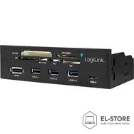 LogiLink Logilink USB HUB 3.0 mit 6-fach Kartenleser schwarz