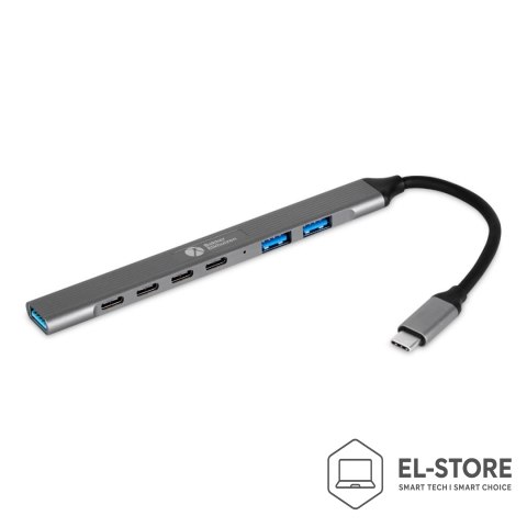 No name BakkerElkhuizen USB-C Hub 7-in-1 (3 x USB-A + 4 x USB-C)
