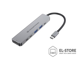 No name CONCEPTRONIC 6-1 Dock USB-C->HDMI/2xUSB-A/2xUSB-C/+ 25cm gr