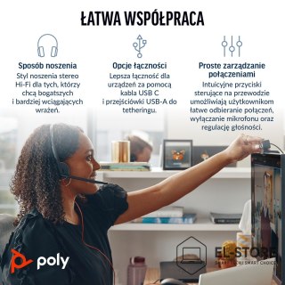 POLY Poly Blackwire 3220 Stereo USB-C Headset +USB-C/A Adapter