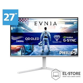 Philips Philips Evnia 6000 27M2N6501L/00 monitor komputerowy 67,3 cm (26.5") 2560 x 1440 px Quad HD QD-OLED Biały