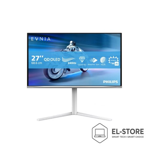 Philips Philips Evnia 6000 27M2N6501L/00 monitor komputerowy 67,3 cm (26.5") 2560 x 1440 px Quad HD QD-OLED Biały