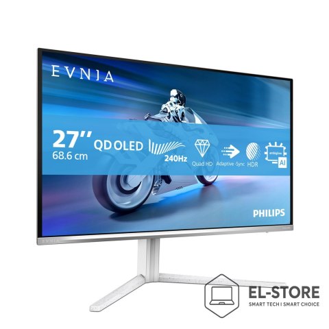 Philips Philips Evnia 6000 27M2N6501L/00 monitor komputerowy 67,3 cm (26.5") 2560 x 1440 px Quad HD QD-OLED Biały