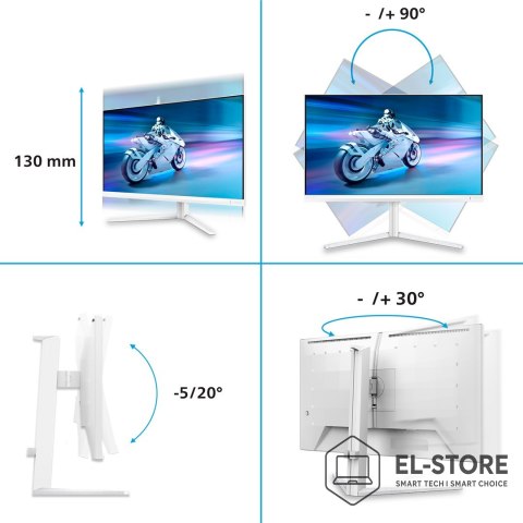 Philips Philips Evnia 6000 27M2N6501L/00 monitor komputerowy 67,3 cm (26.5") 2560 x 1440 px Quad HD QD-OLED Biały