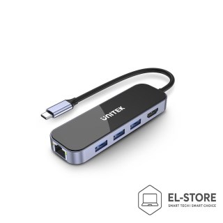 UNITEK UNITEK HUB USB-C 3.1, RJ-45,3XUSB-A,HDMI,4K,PD100W