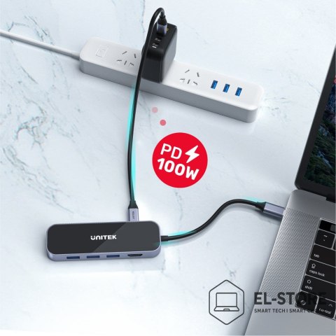 UNITEK UNITEK HUB USB-C 3.1, RJ-45,3XUSB-A,HDMI,4K,PD100W