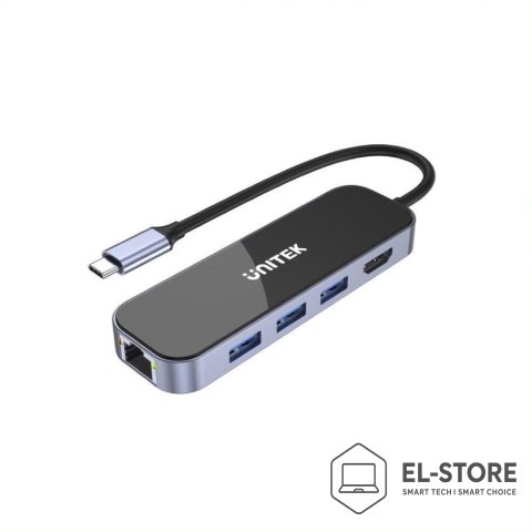 UNITEK UNITEK HUB USB-C 3.1, RJ-45,3XUSB-A,HDMI,4K,PD100W