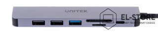 UNITEK UNITEK HUB USB-C H1118A; USB-A x3, USB-C, HDMI, SD, microSD