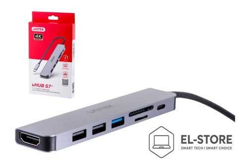 UNITEK UNITEK HUB USB-C H1118A; USB-A x3, USB-C, HDMI, SD, microSD