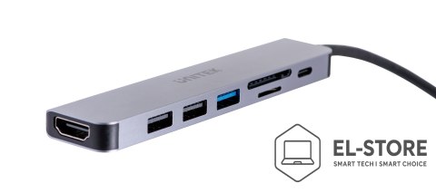 UNITEK UNITEK HUB USB-C H1118A; USB-A x3, USB-C, HDMI, SD, microSD