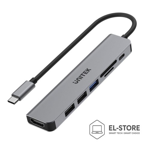 UNITEK UNITEK HUB USB-C H1118A; USB-A x3, USB-C, HDMI, SD, microSD