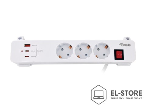 EQUIP Equip 245556 rozgałęziacz 2 m 3 x gniazdo sieciowe Wewnętrzna Biały