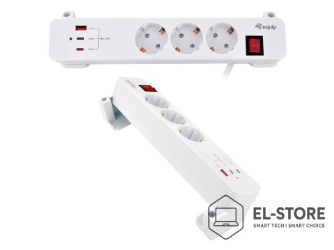 EQUIP Equip 245556 rozgałęziacz 2 m 3 x gniazdo sieciowe Wewnętrzna Biały