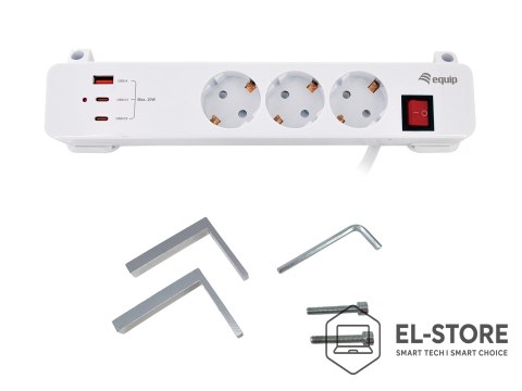 EQUIP Equip 245556 rozgałęziacz 2 m 3 x gniazdo sieciowe Wewnętrzna Biały