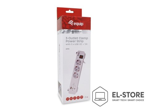 EQUIP Equip 245556 rozgałęziacz 2 m 3 x gniazdo sieciowe Wewnętrzna Biały