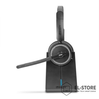 LINDY Lindy L118 Zestaw słuchawkowy Bezprzewodowy Opaska na głowę Biuro/centrum telefoniczne USB Type-C Bluetooth Podstawka do ładowan