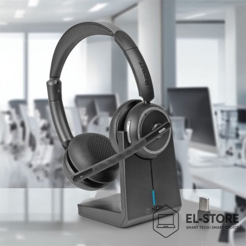 LINDY Lindy L118 Zestaw słuchawkowy Bezprzewodowy Opaska na głowę Biuro/centrum telefoniczne USB Type-C Bluetooth Podstawka do ładowan