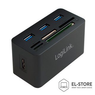 LogiLink LogiLink CR0042 stacja dokująca Przewodowa USB 3.2 Gen 1 (3.1 Gen 1) Type-A Czarny